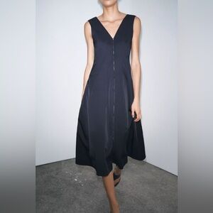 ZARA ZW COLLECTION MIDI ZIPPER DRESS SZ L Used once